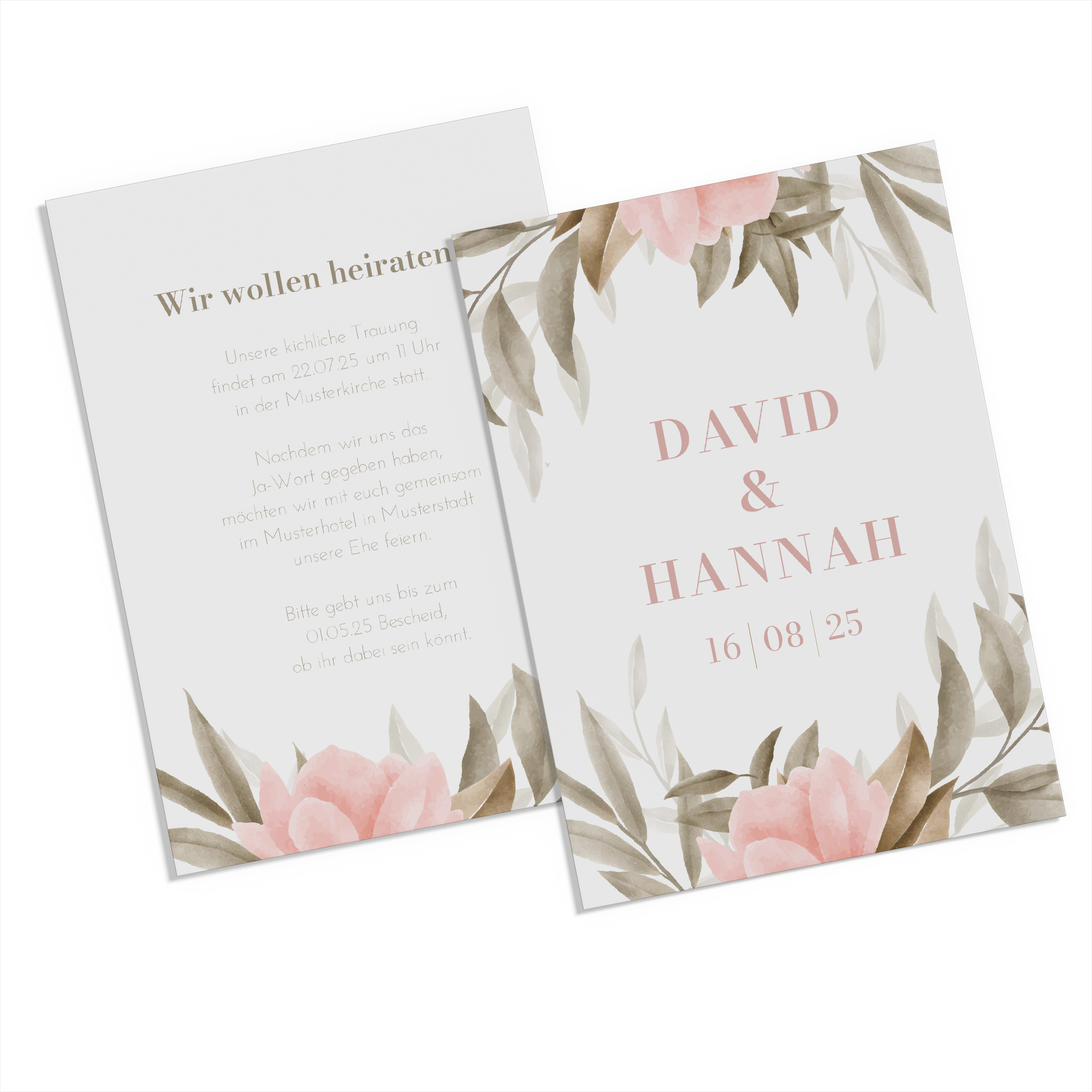 Postkarte DIN A6 im Hochformat - Floral "Rose Leaf"