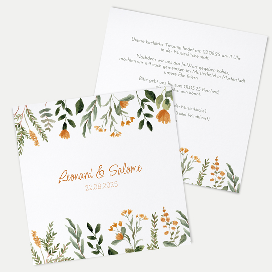 Postkarte Quadrat 148 x 148 mm - Floral "Warm Botanicals"