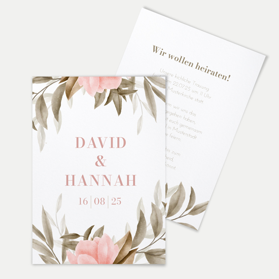 Postkarte DIN A6 im Hochformat - Floral "Rose Leaf"