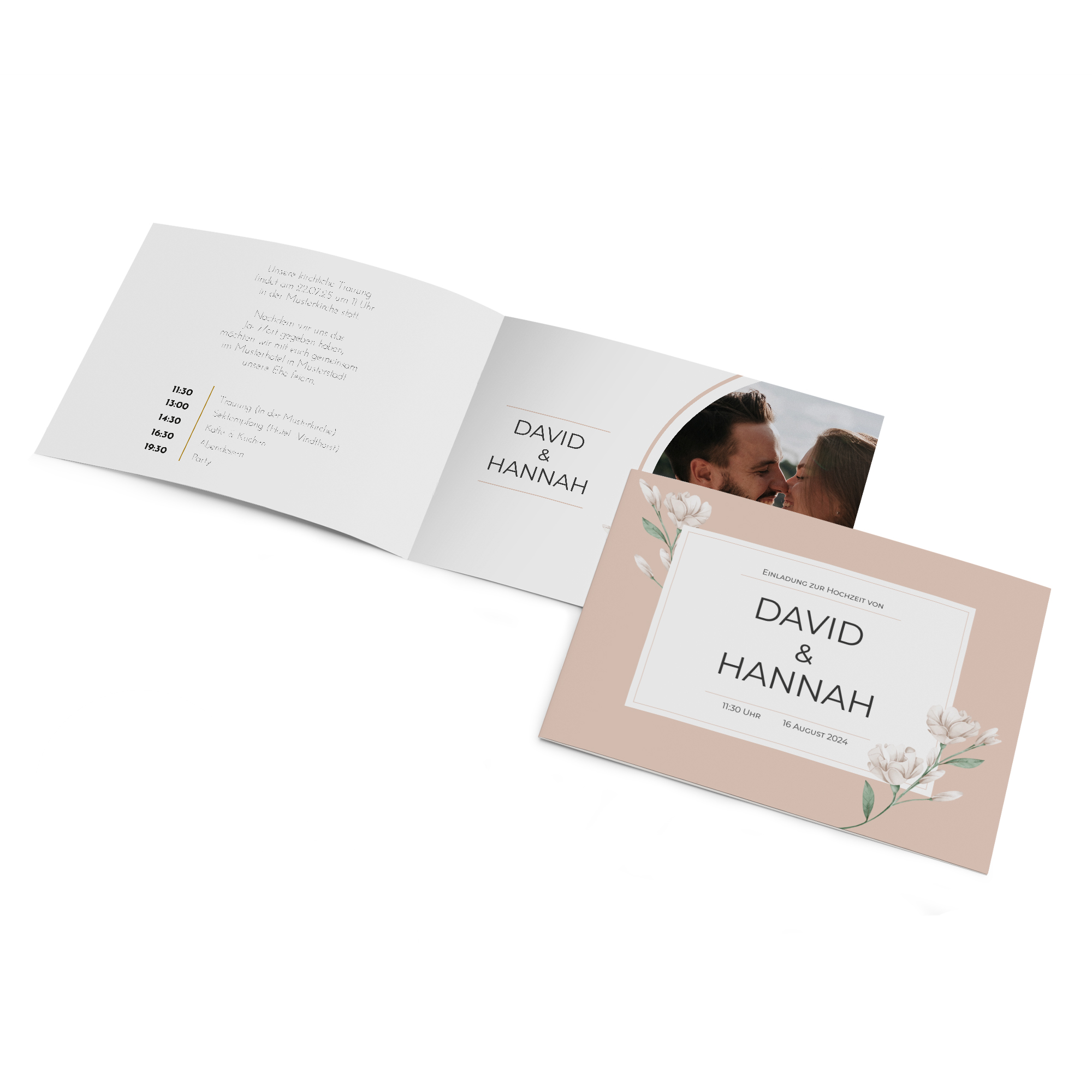 Klappkarte DIN A6 im Querformat - Floral "Neutral Florals"