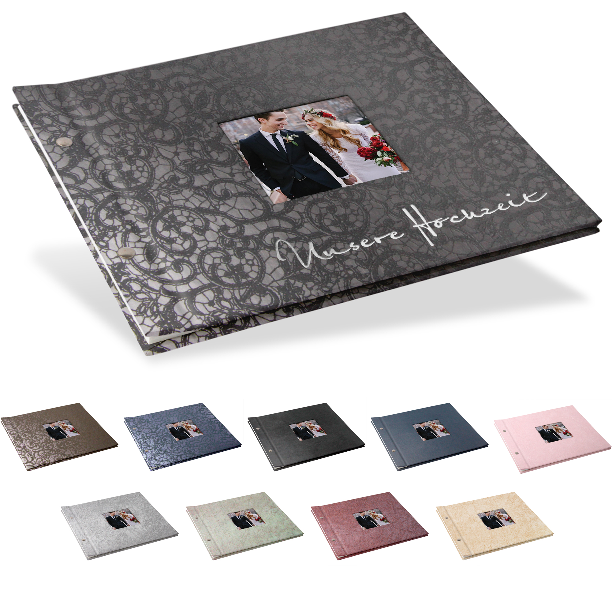 Portraitalbum Trend-Line, Format 28 x 25 cm, mit Bildausschnitt, Weiß