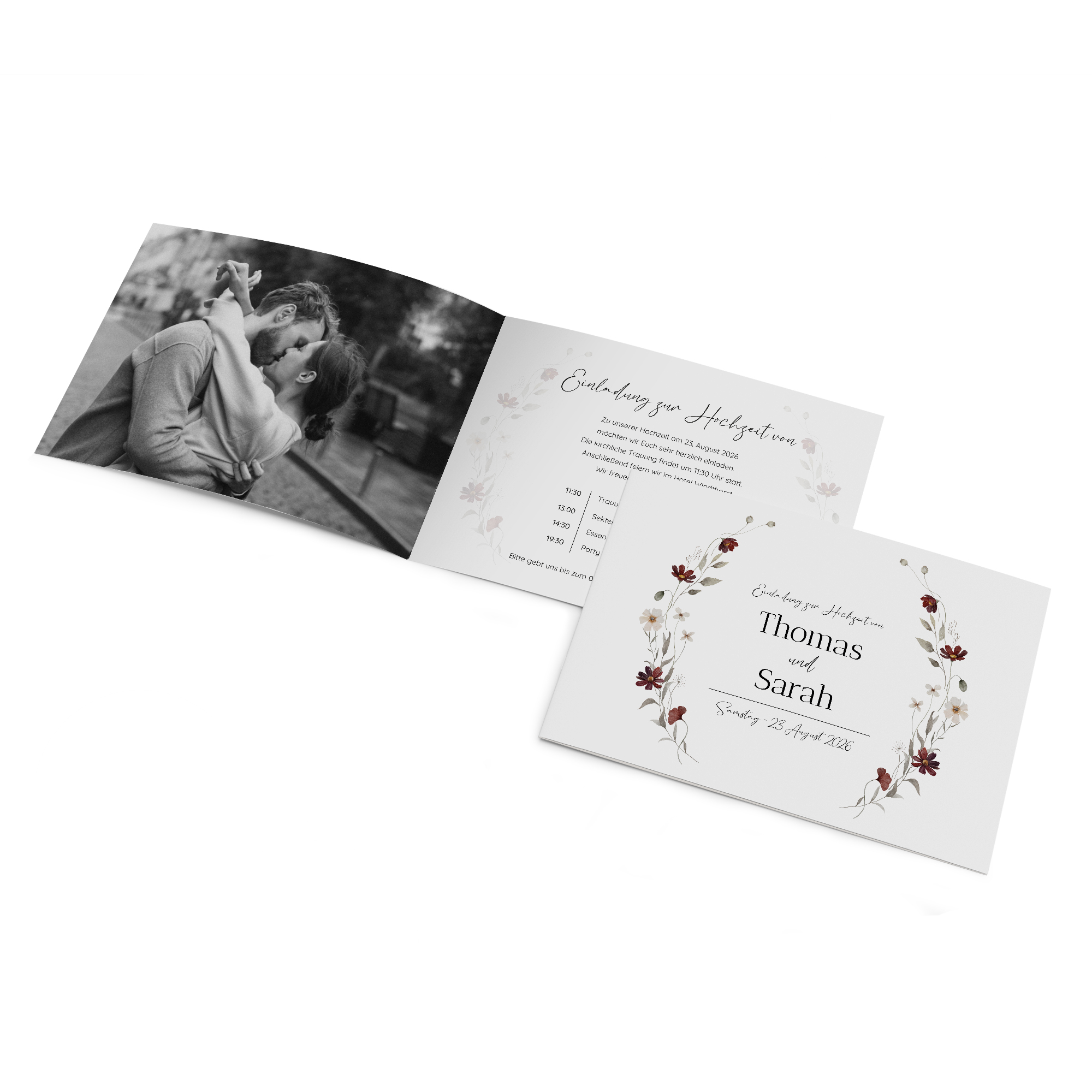 Klappkarte DIN A6 im Querformat - Vintage - "Wildflower Notes"