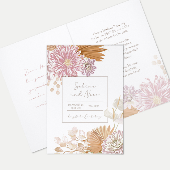 Klappkarte DIN A6 im Hochformat - Floral "Terracotta Blossom"