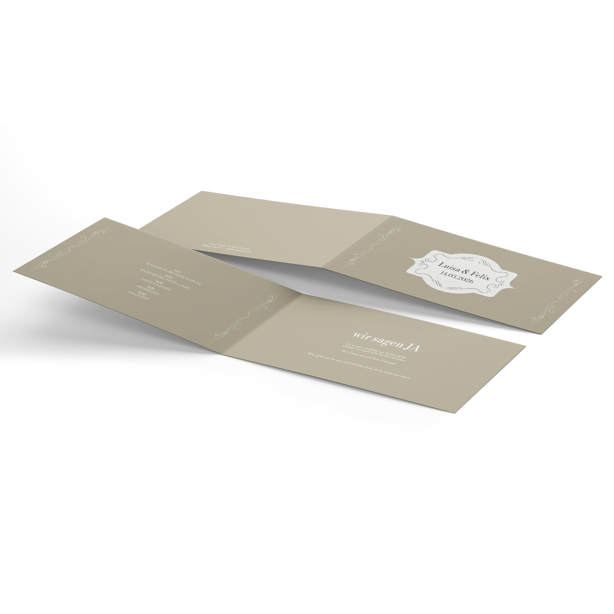 Klappkarte DIN lang im Querformat - Vintage "Antique Peony"