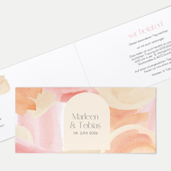 Klappkarte DIN lang im Querformat Aquarell - "sunset stroke"