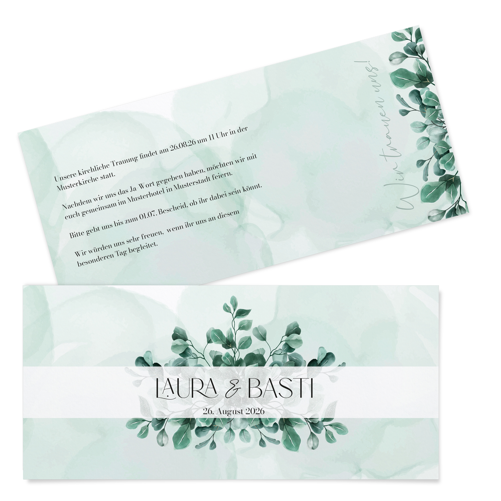 Postkarten DIN lang im Querformat 210 x 98 mm - Greenery "Eucalyptus Crown"