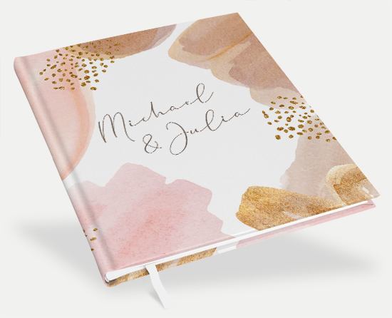 Erinnerungsbuch Hochzeit - Aquarell "Golden Blush"
