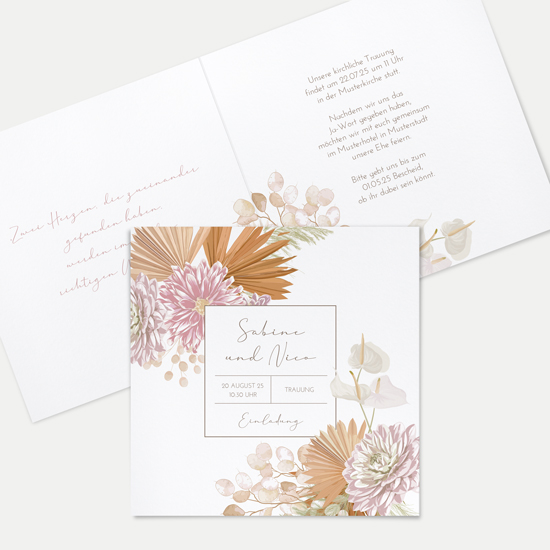 Klappkarte Quadratisch 148 x 148 mm - Floral "Terracotta Blossom"