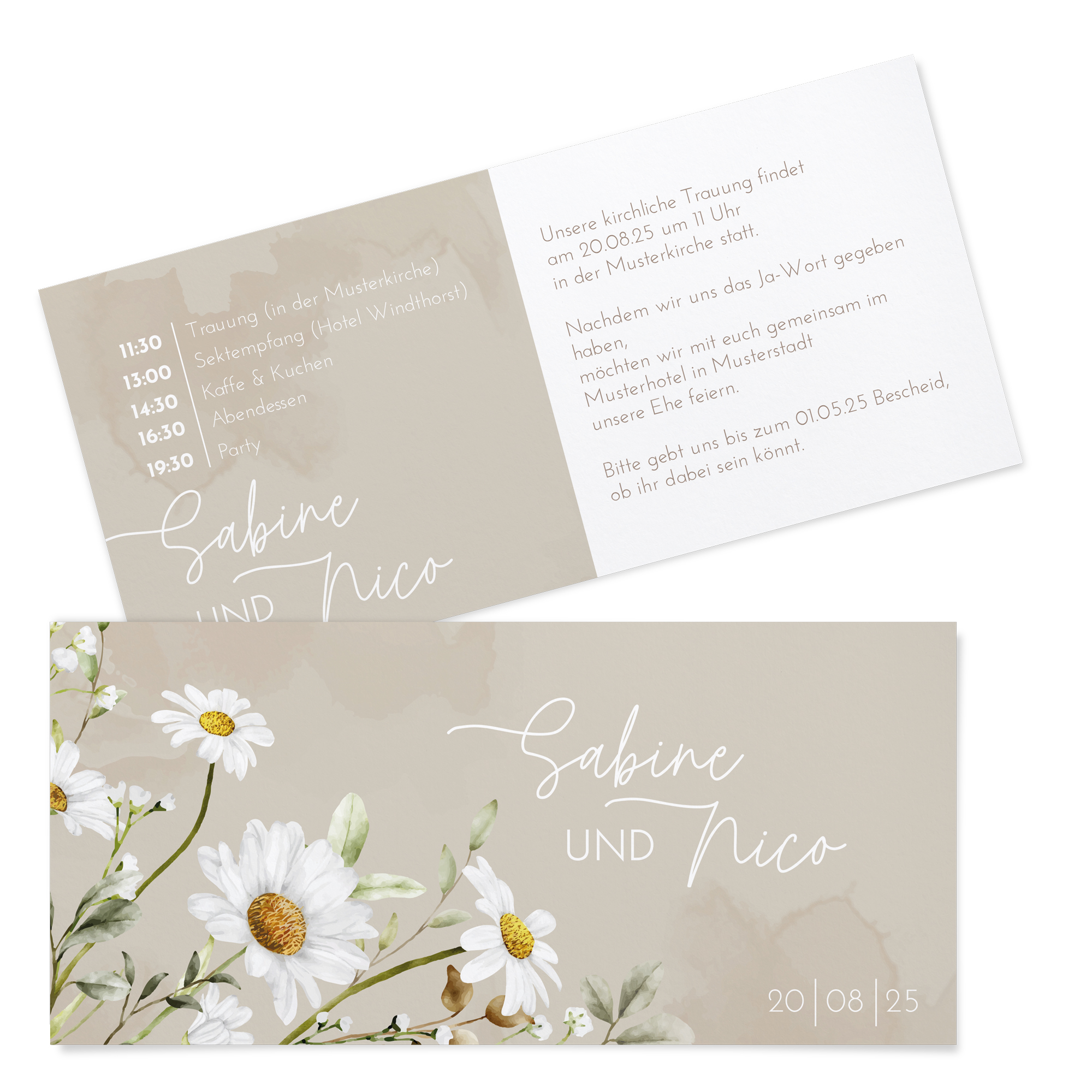 Postkarten DIN lang im Querformat 210 x 98 mm - Floral "Daisy Field"