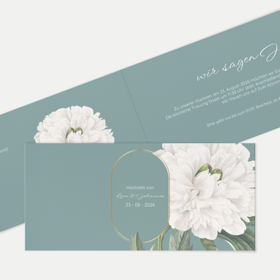 Klappkarte DIN lang im Querformat - Vintage "Floral Epoque"