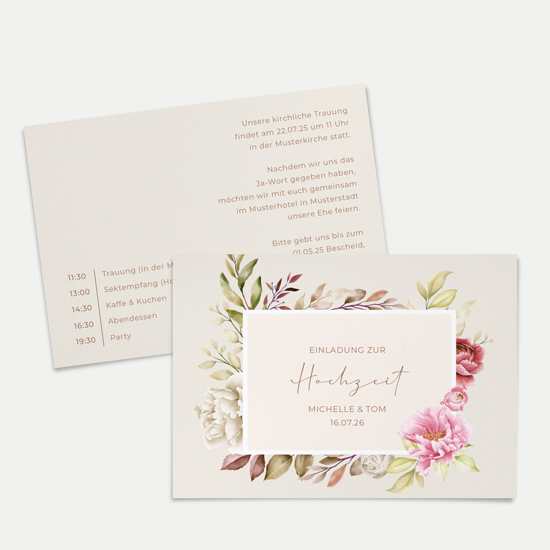 Postkarte DIN A6 im Querformat - Floral "Peony Bloom"