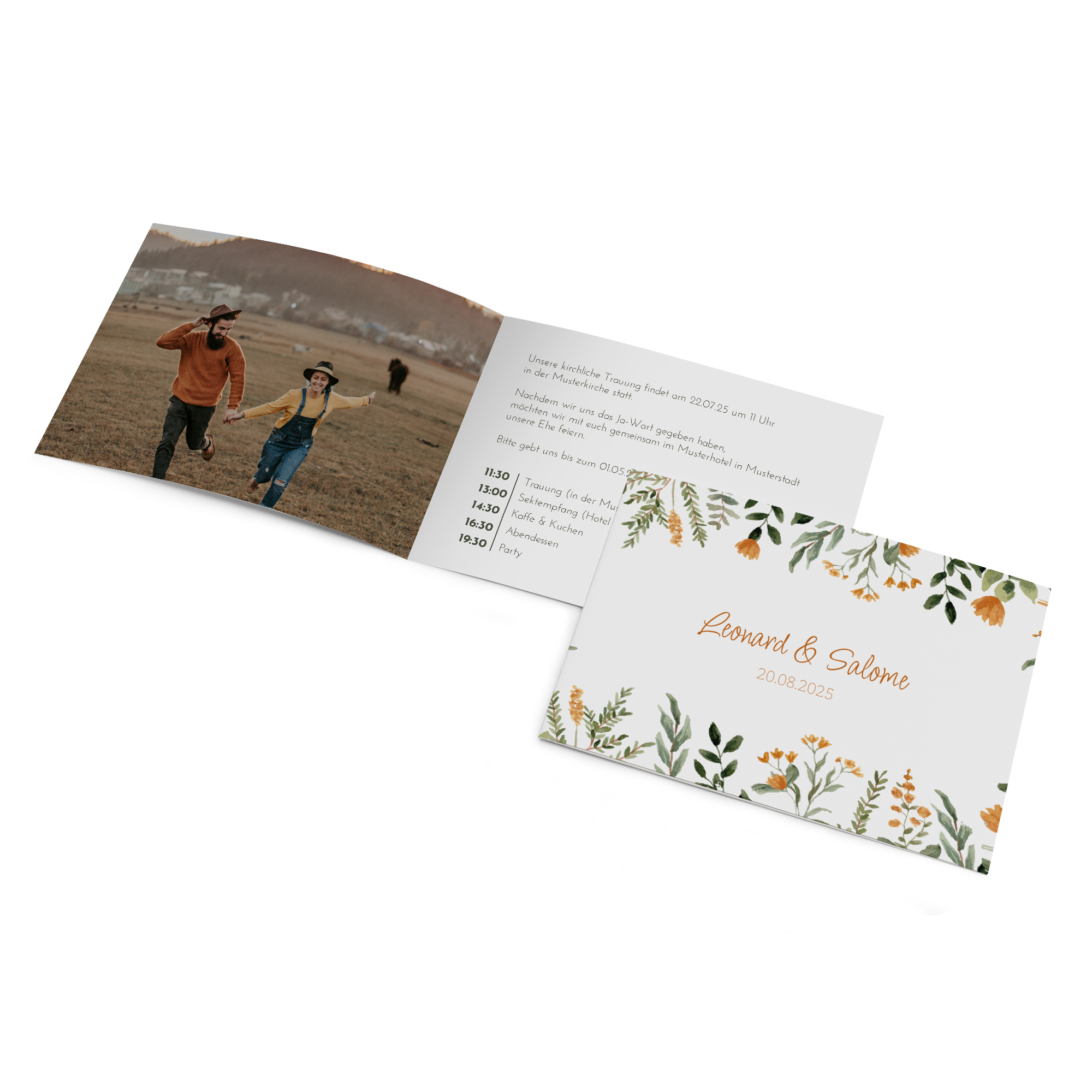 Klappkarte DIN A6 im Querformat - Floral "Warm Botanicals"