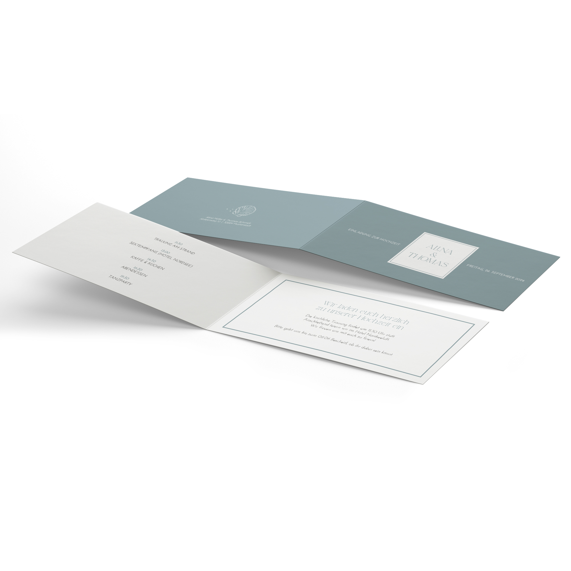 Klappkarte DIN lang im Querformat Minimalistisch - "Nordic Shore "