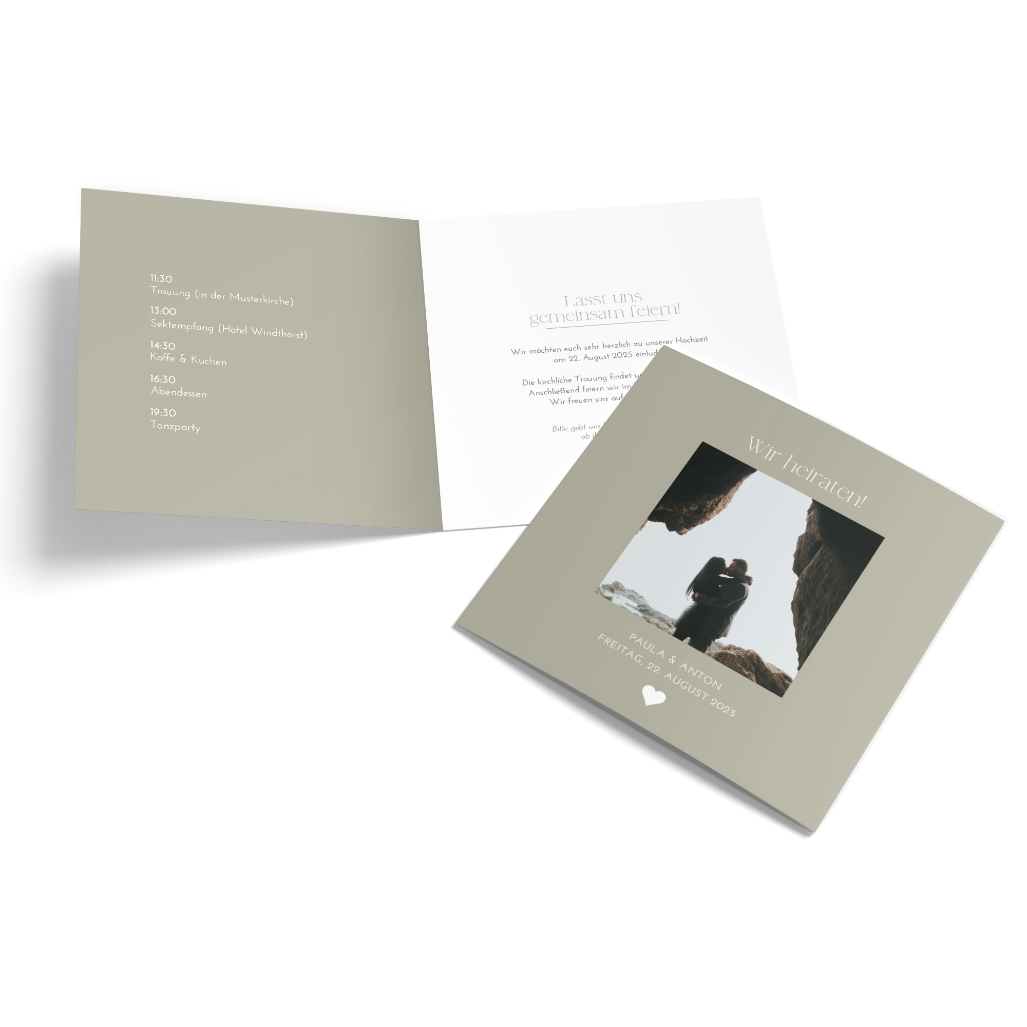 Klappkarte Quadratisch 148 x 148 mm - Minimalistisch "Vienna"