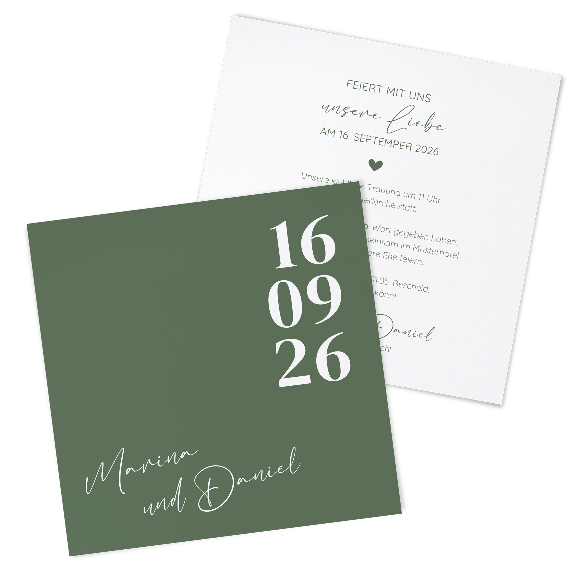 Postkarte Quadrat 148 x 148 mm - Minimalistisch "Simply Green"