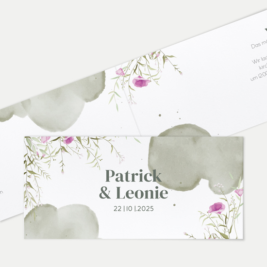 Klappkarte DIN lang im Querformat Aquarell - "Wildflower Garden"