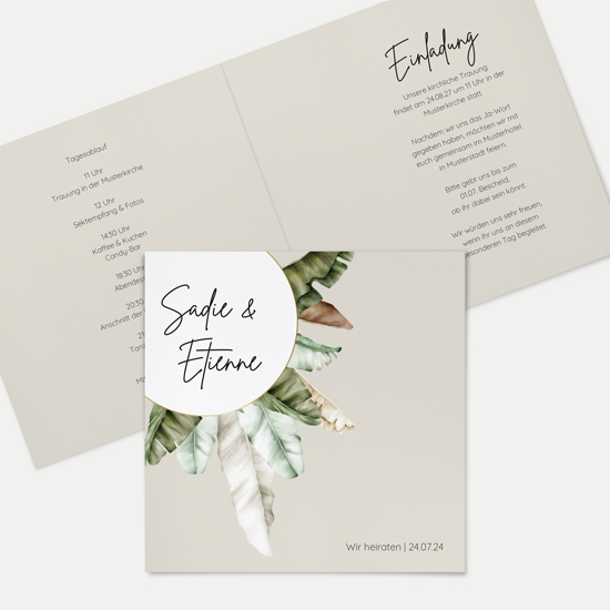 Klappkarte Quadratisch 148 x 148 mm - Greenery "Manila 01"