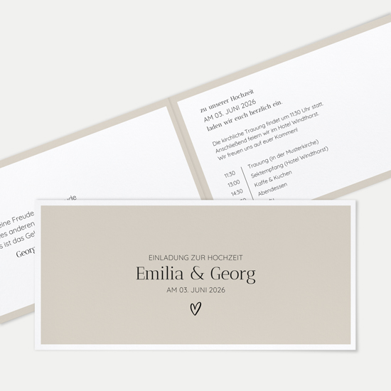 Klappkarte DIN lang im Querformat Minimalistisch - "Latte Macchiato"