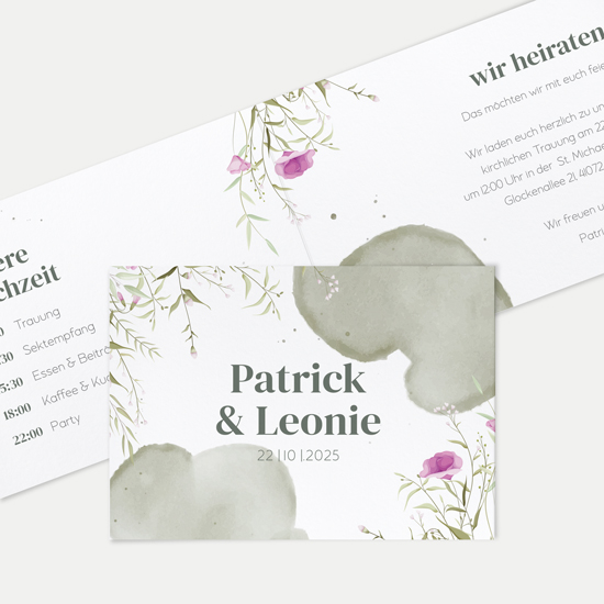 Klappkarte DIN A6 im Querformat - Aquarell "Wildflower Garden"