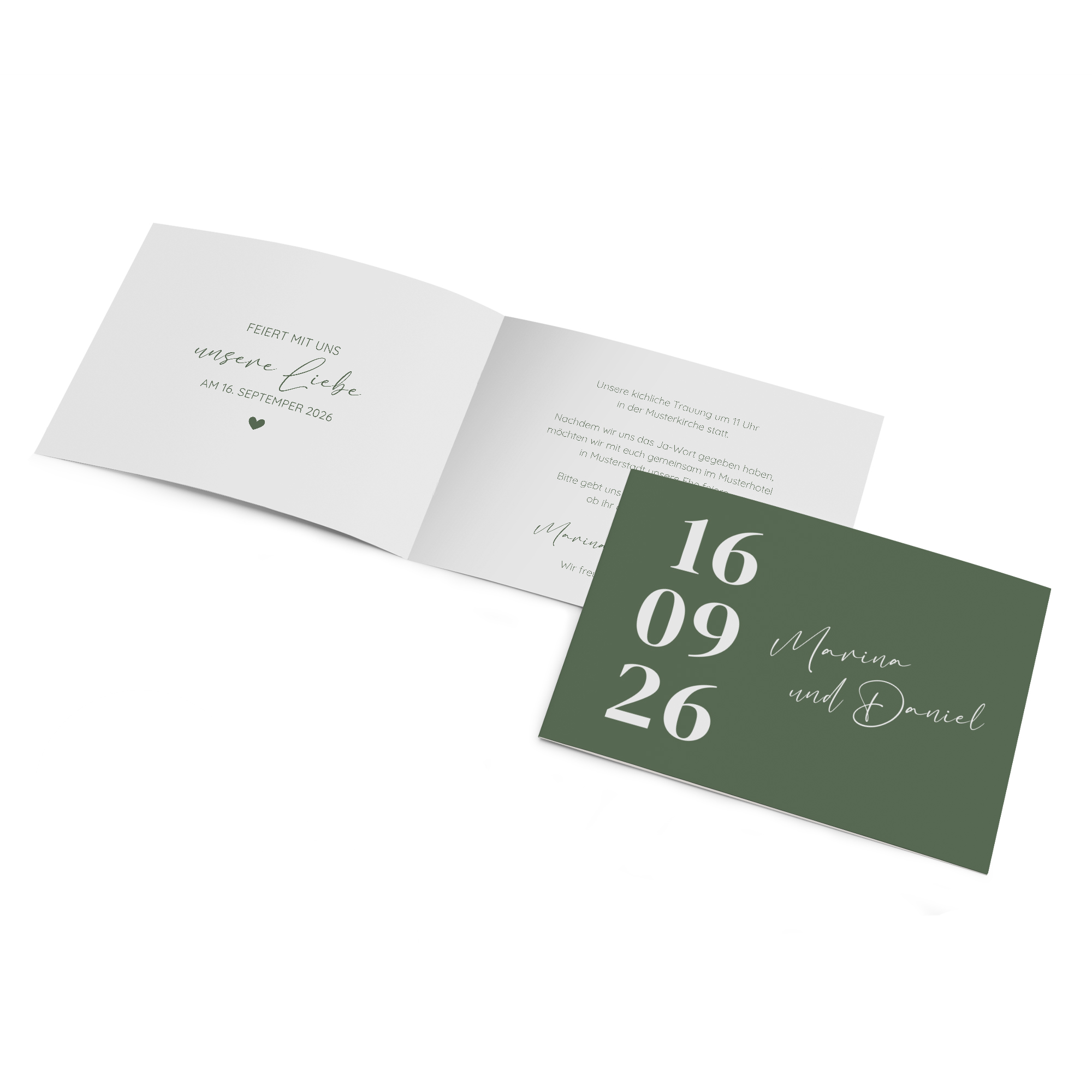 Klappkarte DIN A6 im Querformat - Minimalistisch "Simply Green"