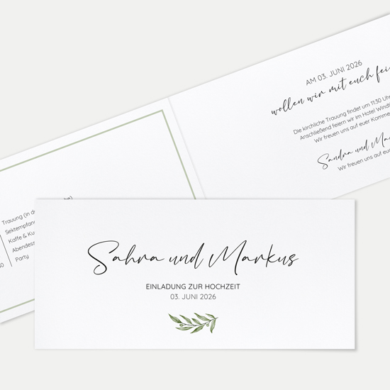 Klappkarte DIN lang im Querformat Minimalistisch - "Olivetta"