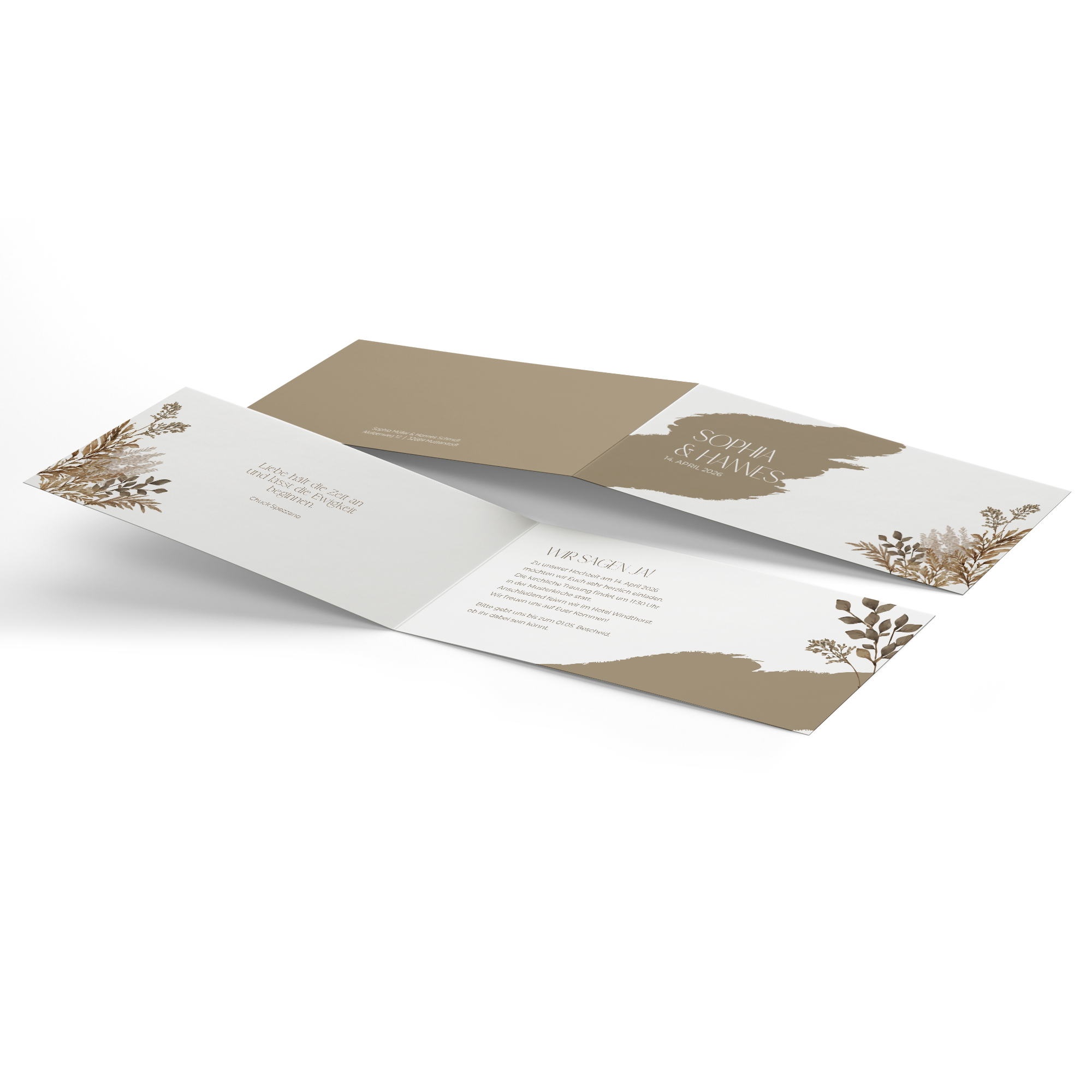 Klappkarte DIN lang im Querformat - Boho "Earthstroke"