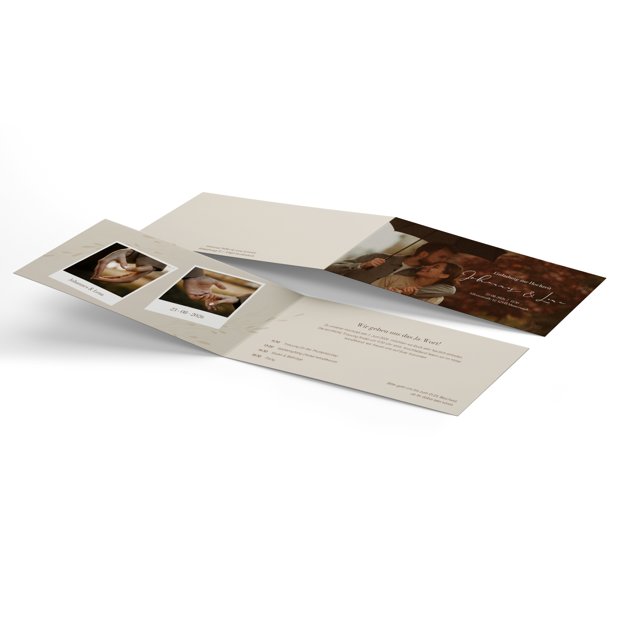 Klappkarte DIN lang im Querformat - Vintage "Golden Memories"