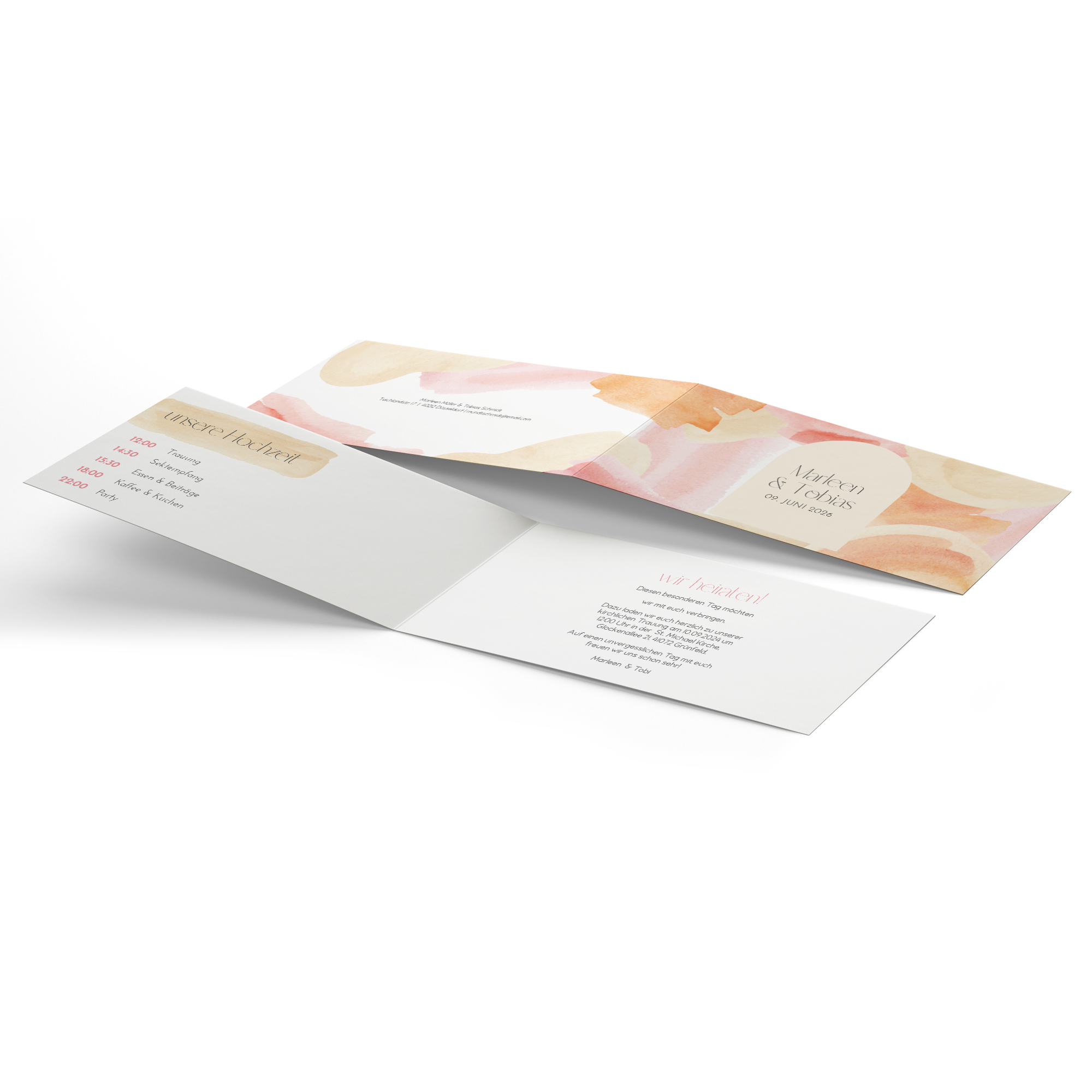 Klappkarte DIN lang im Querformat Aquarell - "sunset stroke"