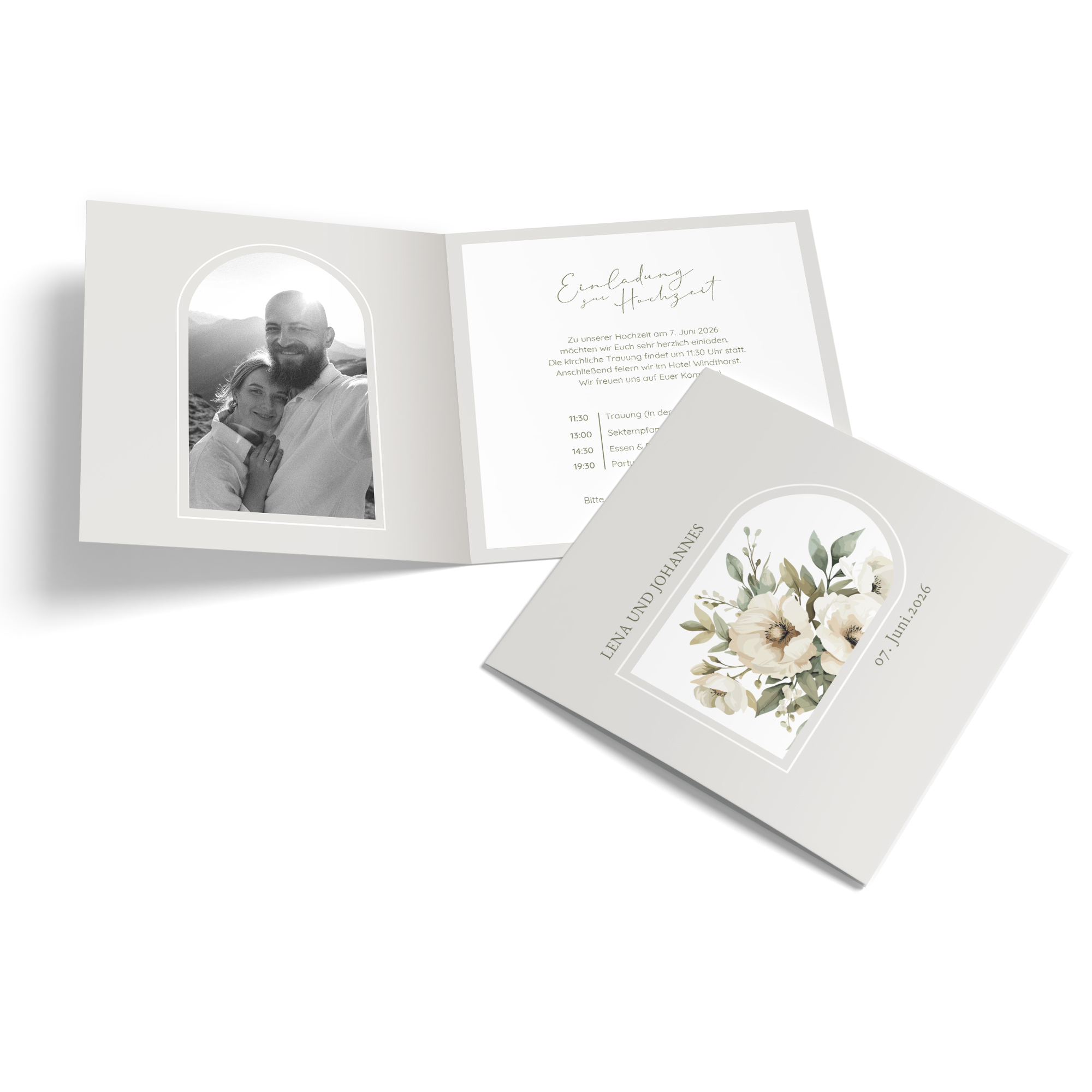 Klappkarte Quadratisch 148 x 148 mm - Vintage "Ivory Garden"