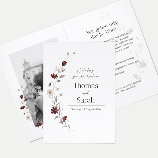 Klappkarte DIN A6 im Hochformat - Vintage - "Wildflower Note"