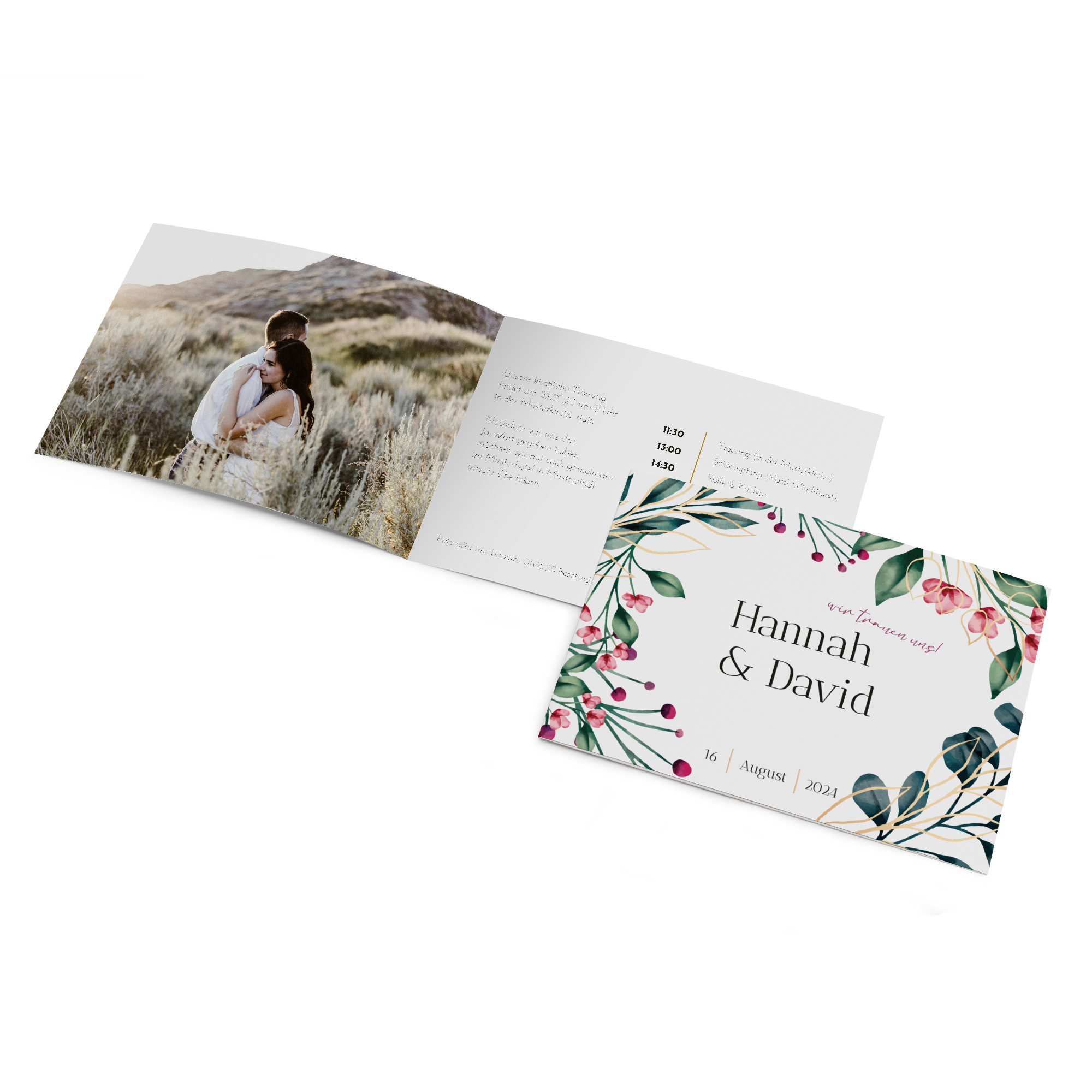 Klappkarte DIN A6 im Querformat - Floral "Ivory Garden"