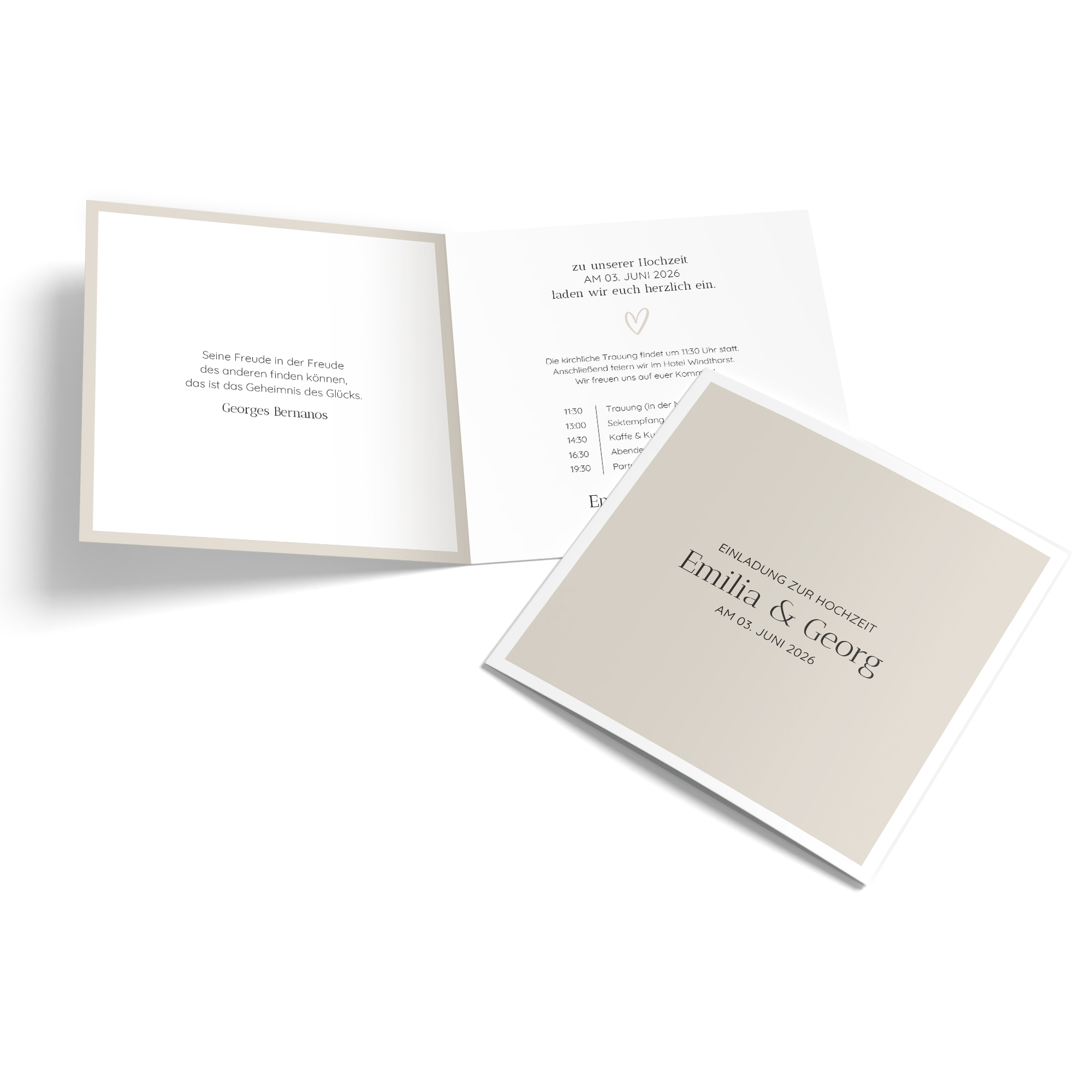 Klappkarte Quadratisch 148 x 148 mm - Minimalistisch "Latte Macchiato"