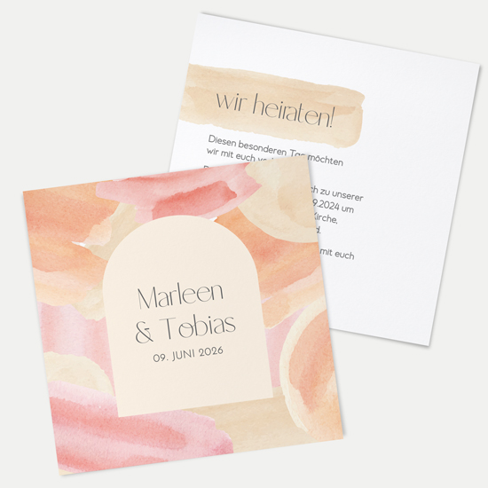 Postkarte Quadrat - Aquarell "sunset stroke"