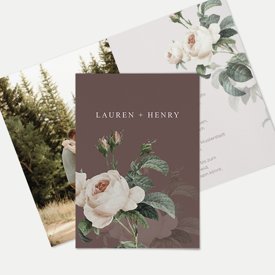 Klappkarte DIN A6 im Hochformat - Floral "Antique Rose"