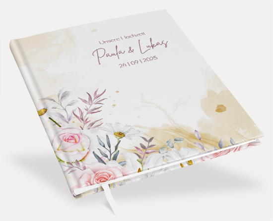 Erinnerungsbuch Hochzeit - Aquarell "lily & rose"