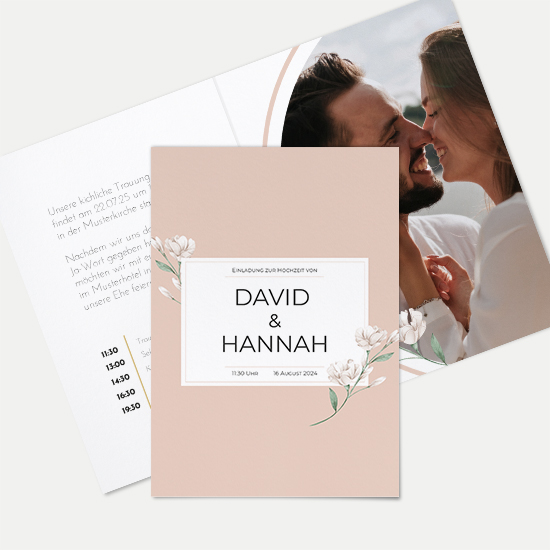 Klappkarte DIN A6 im Hochformat - Floral "Neutral Florals"