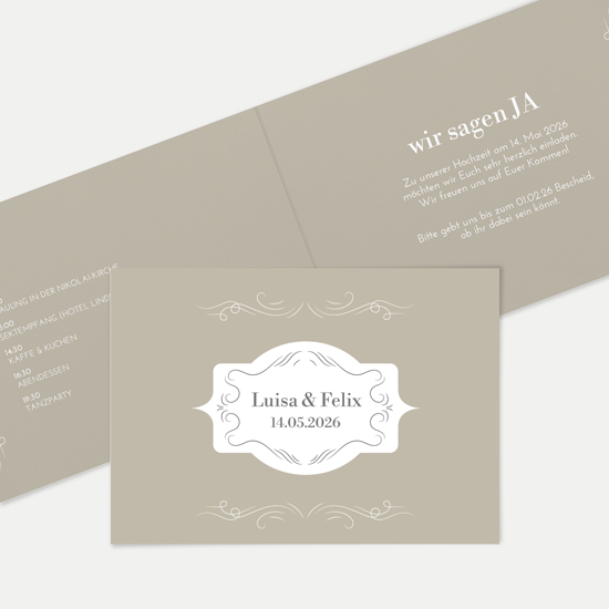 Klappkarte DIN A6 im Querformat - Vintage - "Antique Peony"