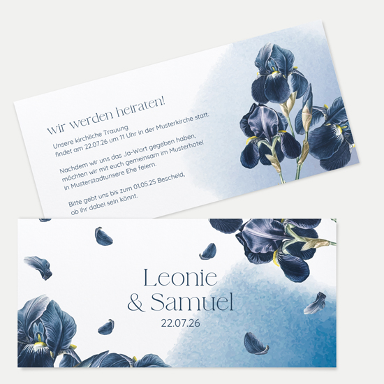 Postkarten DIN lang im Querformat 210 x 98 mm - Floral "Blue Petal"