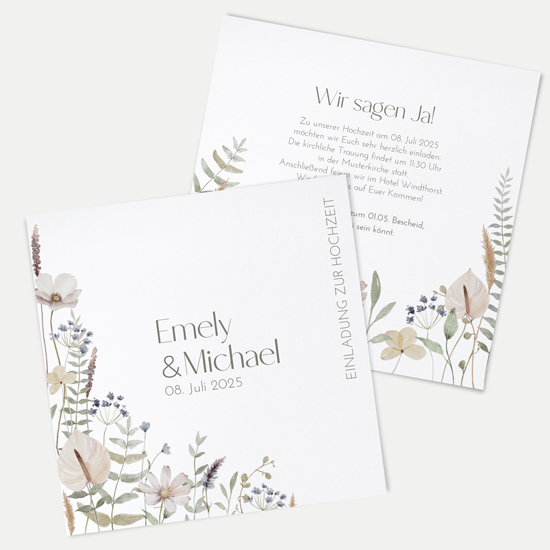 Postkarte Quadrat 148 x 148 mm - Boho "Pastel Bloom"