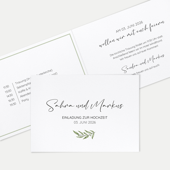 Klappkarte DIN A6 im Querformat - Minimalistisch "Olivetta"