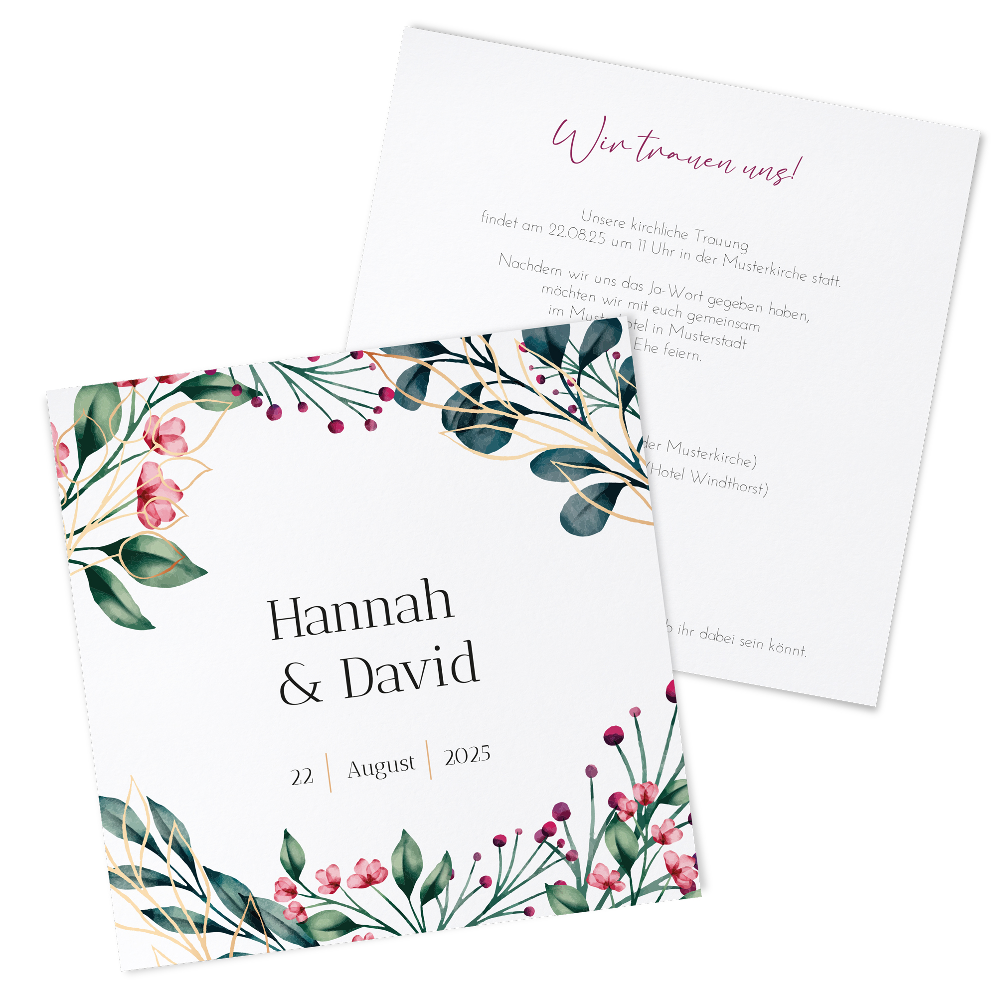 Postkarte Quadrat 148 x 148 mm - Floral "Ivory Garden"