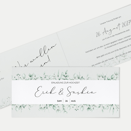 Klappkarte DIN lang im Querformat - Greenery "Evergreen Mint"