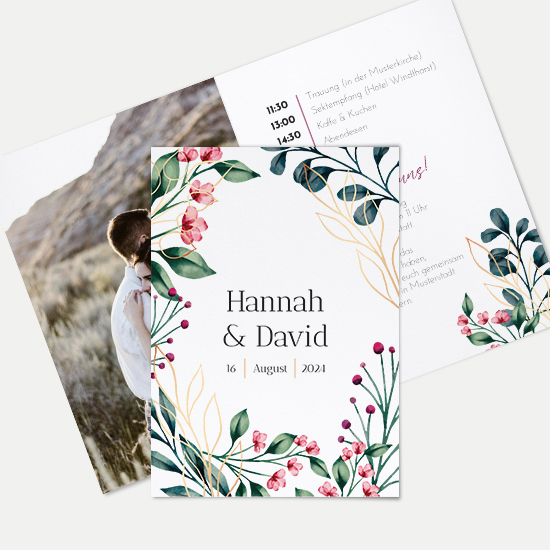 Klappkarte DIN A6 im Hochformat - Floral "Ivory Garden"