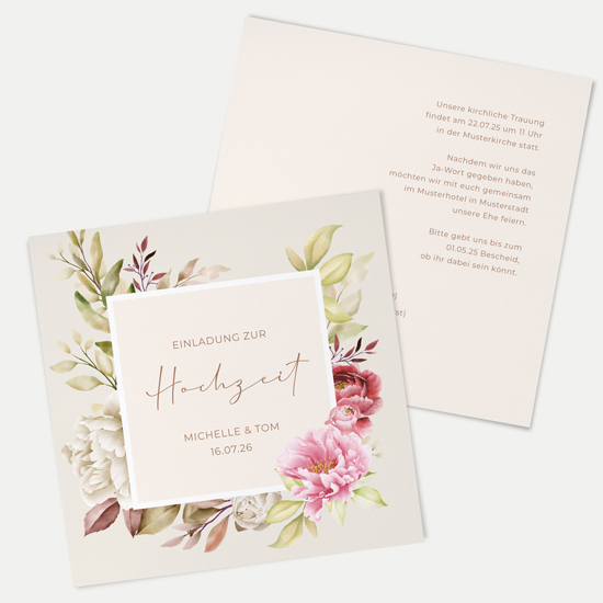 Postkarte Quadrat 148 x 148 mm - Floral "Peony Bloom"