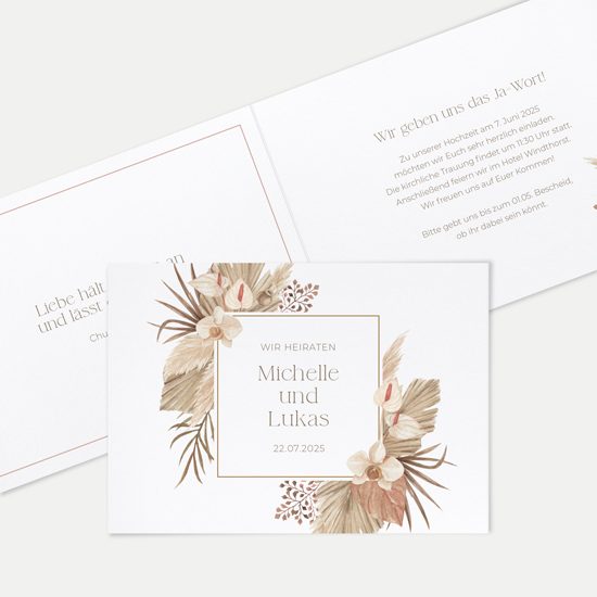 Klappkarte DIN A6 im Querformat - Boho "Golden Haze"