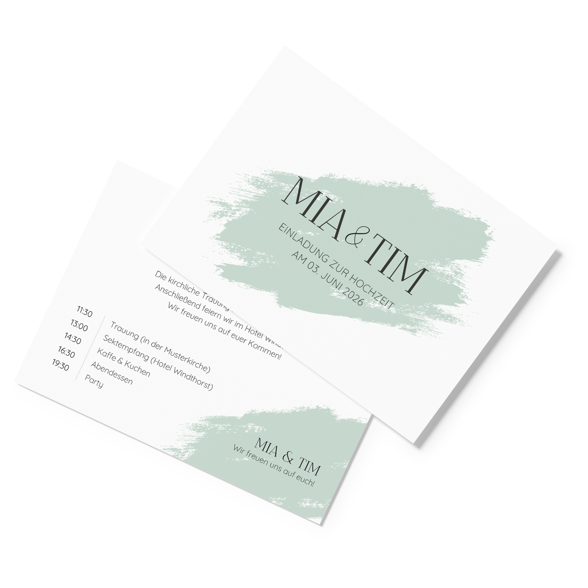 Postkarte DIN A6 im Querformat - Minimalistisch "Mint Brush"