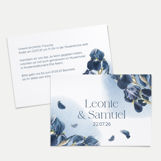 Postkarte DIN A6 im Querformat - Floral "Blue Petal"