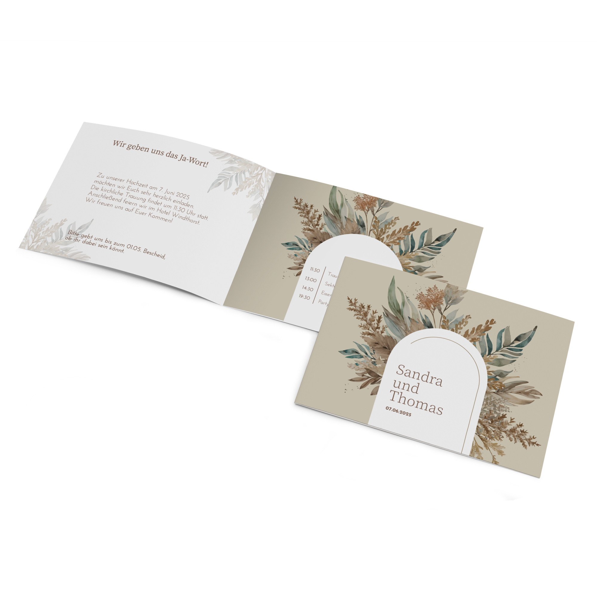 Klappkarte DIN A6 im Querformat - Boho "Bare Nature"