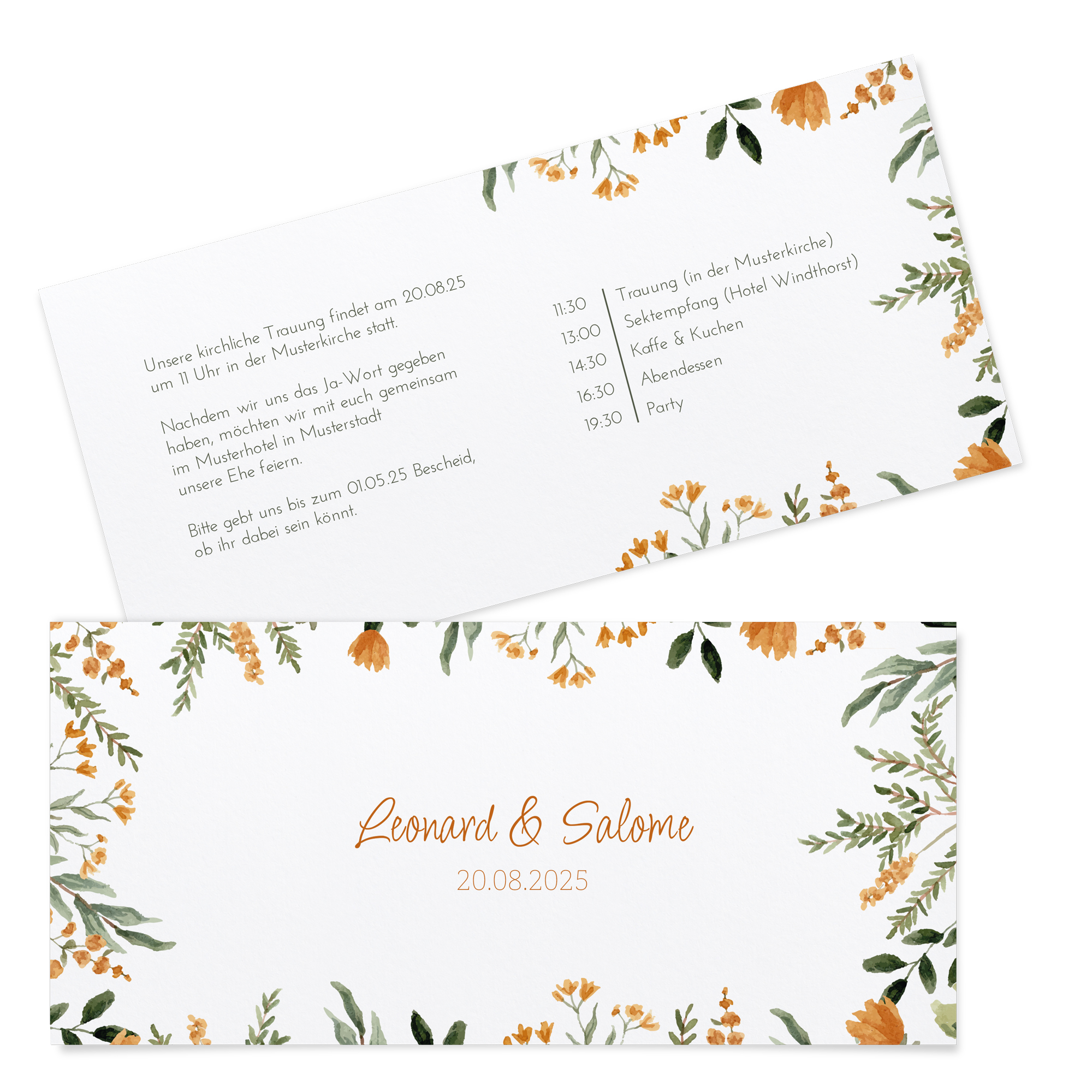 Postkarten DIN lang im Querformat 210 x 98 mm - Floral "Warm Botanicals"