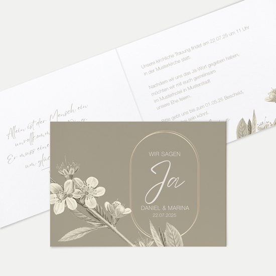 Klappkarte DIN A6 im Querformat - Floral "Classic Flora"